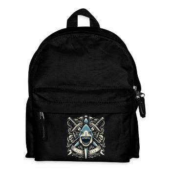 Böser Hai Logo - Kinder Rucksack - Schwarz - Vorne