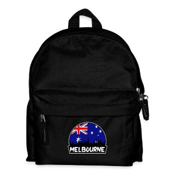 Melbourne Australien Flagge Skyline Silhouette Reisen - Kinder Rucksack - Schwarz - Vorne
