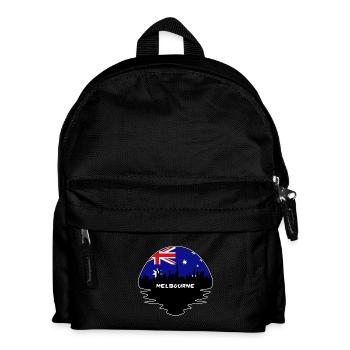 Melbourne Australien Flagge Skyline Silhouette Reisen - Kinder Rucksack - Schwarz - Vorne