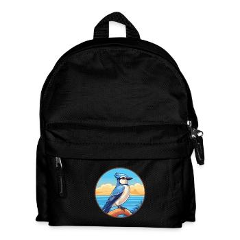 Blauer Eichelhäher Vogel Aquarell Karikatur Kawaii Tier Haustier - Kinder Rucksack - Schwarz - Vorne