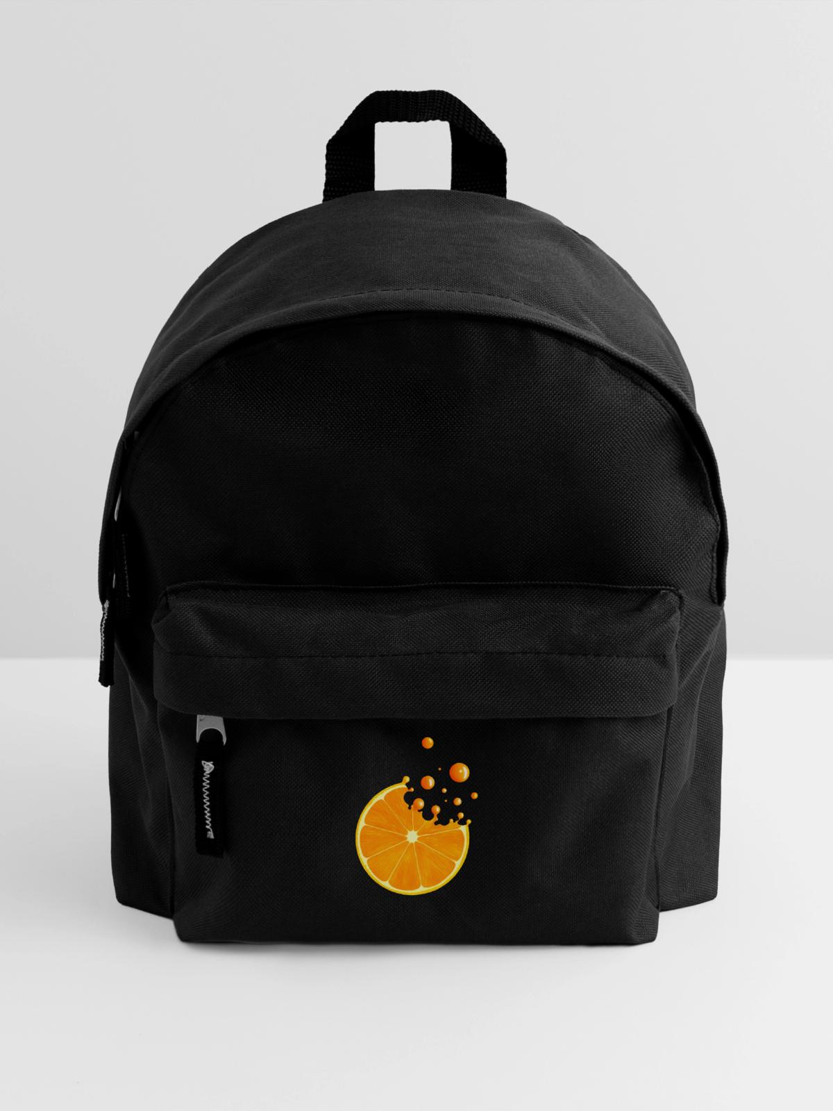 Saftige Orangenscheibe mit Spritzern - Kinder Rucksack - Schwarz - Vorne