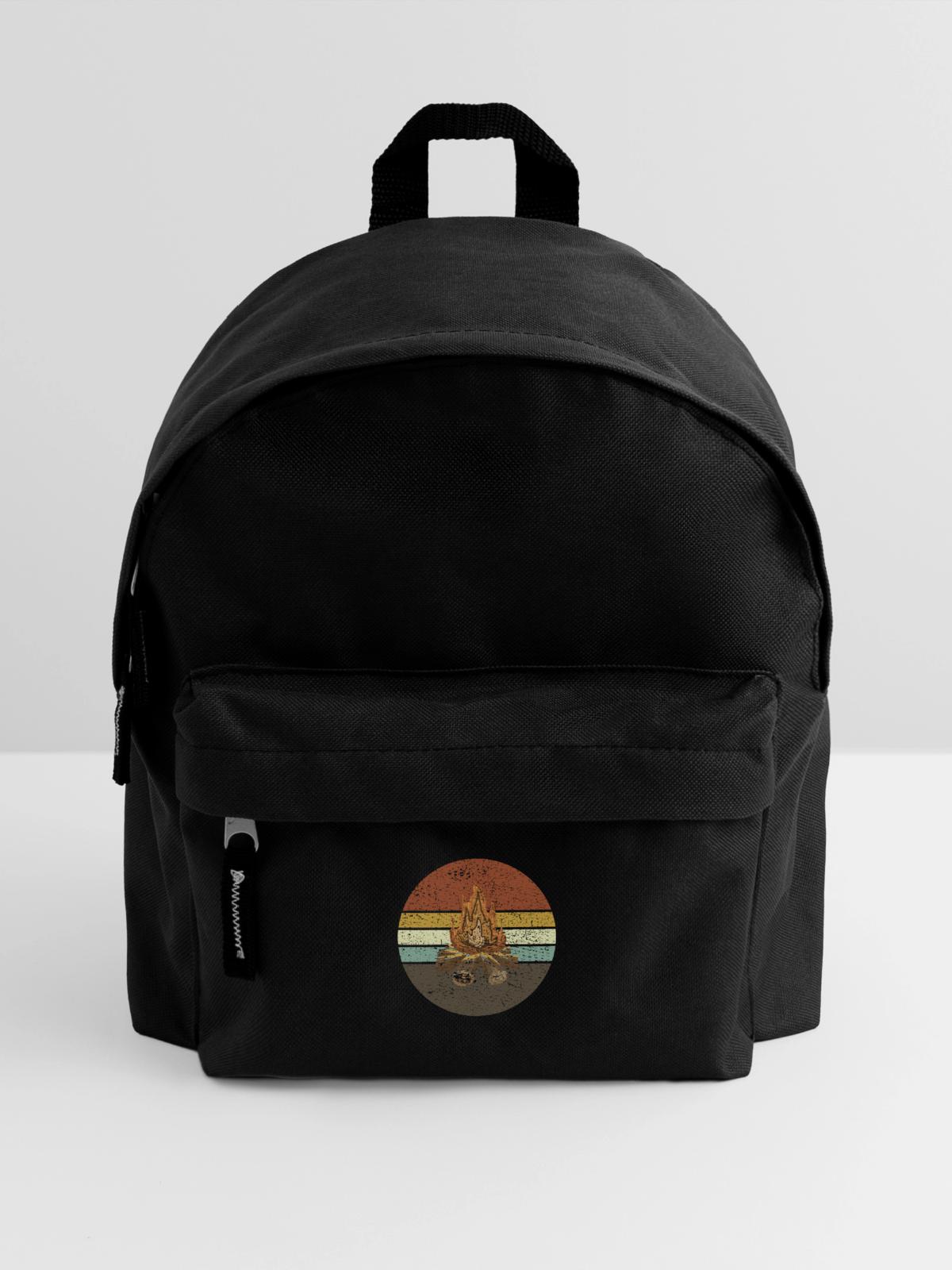 Lagerfeuer Retro - Kinder Rucksack - Schwarz - Vorne
