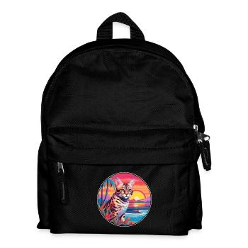 Rotluchs buntes Aquarell Karikatur Kawaii Tier - Kinder Rucksack - Schwarz - Vorne