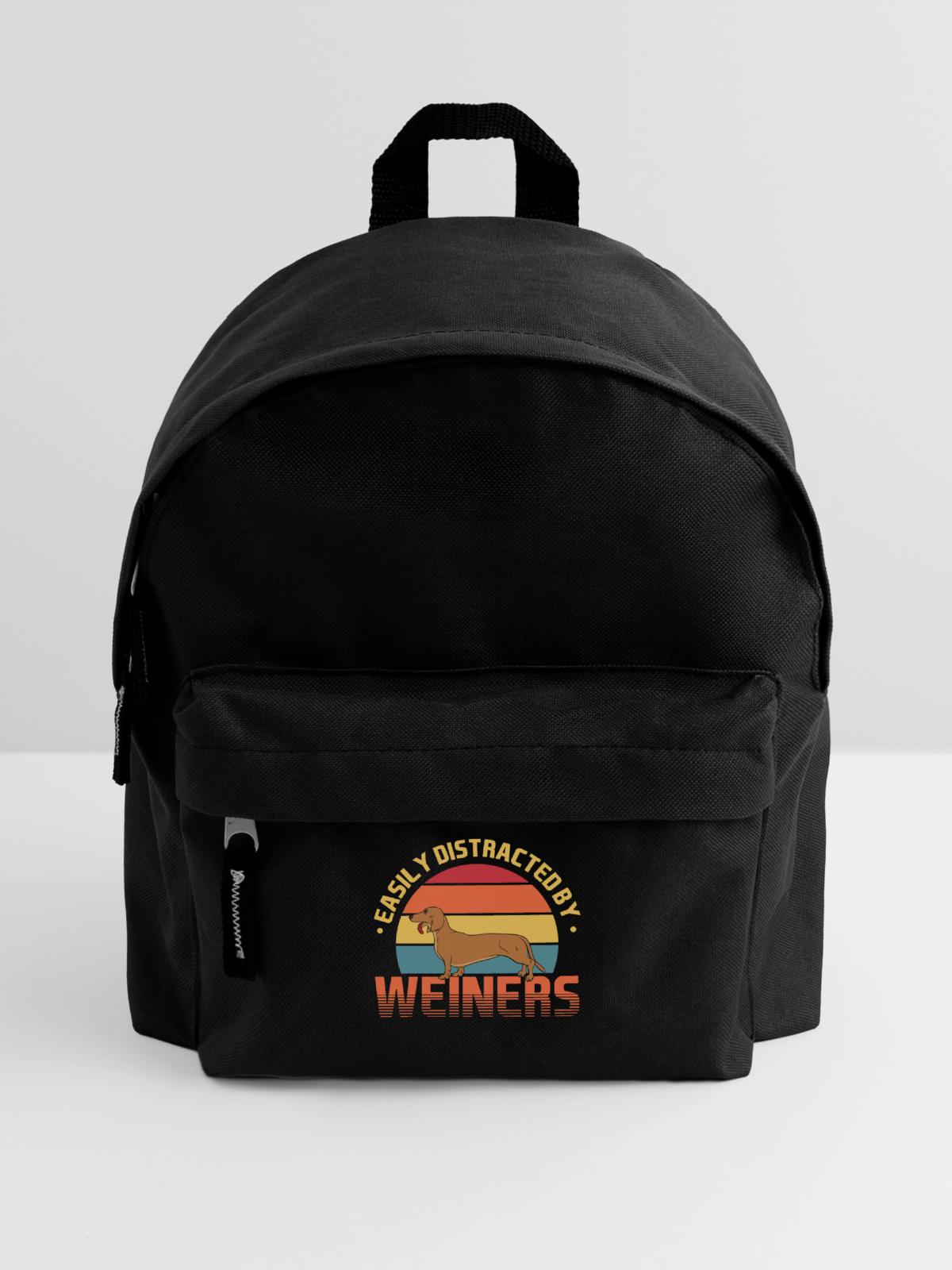 Dackel Retro - Kinder Rucksack - Schwarz - Vorne