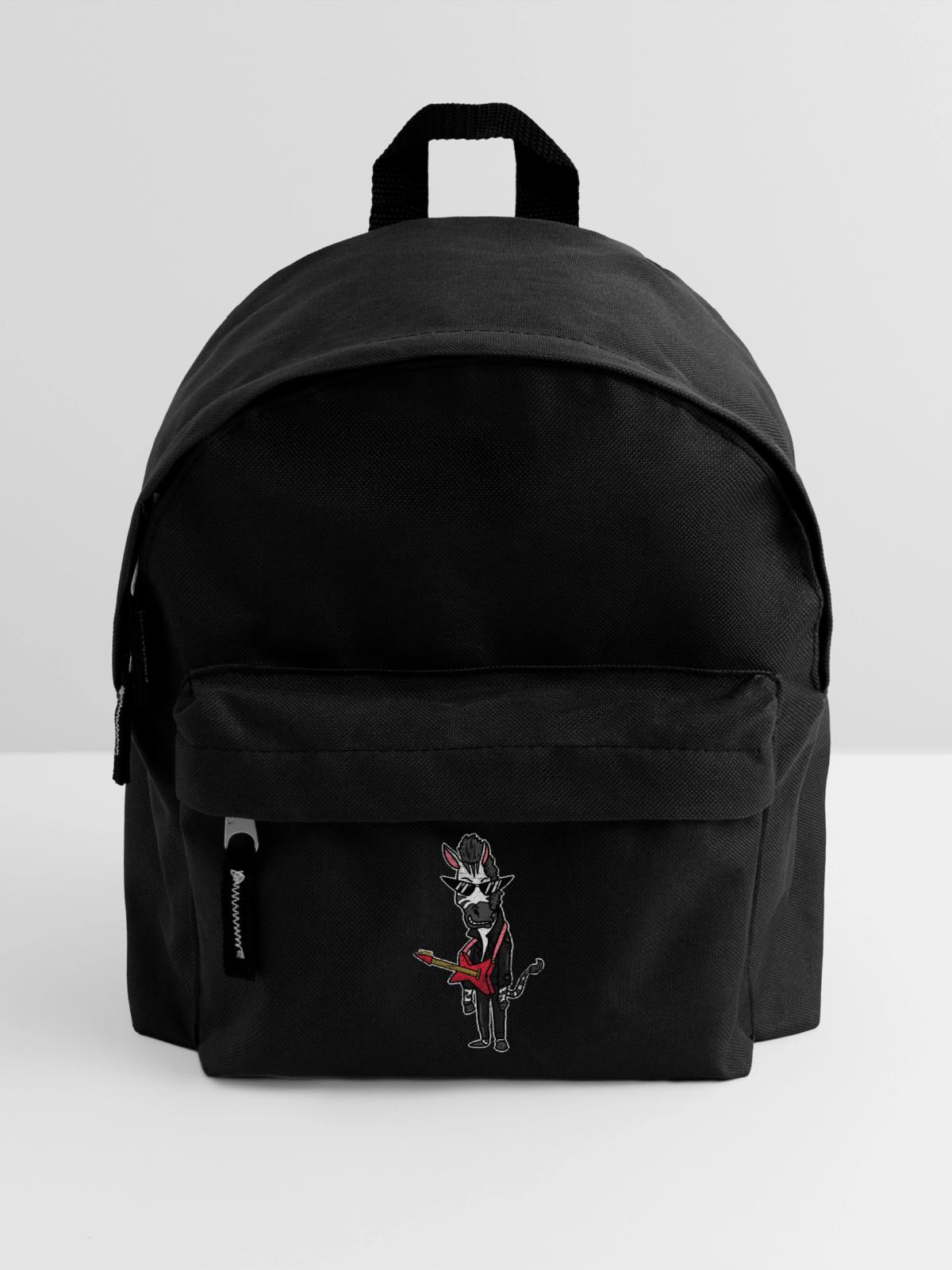 Schrilles Zebra Rockgitarrist - Kinder Rucksack - Schwarz - Vorne