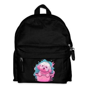 Pinkes Fluff-Welpe im Eimer - Kinder Rucksack - Schwarz - Vorne