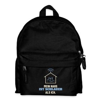 Mein Haus ist schlauer als ich – Smart Home Shirt - Kinder Rucksack - Schwarz - Vorne