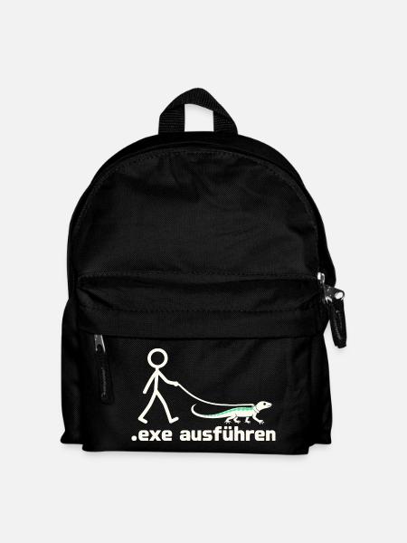 exe ausführen – Eidechse am Strichmännchen - Kinder Rucksack - Schwarz
