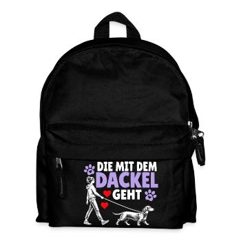Die mit dem Dackel geht - Kinder Rucksack - Schwarz - Vorne