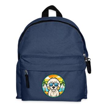 Ungarischer Kuvasz Hund Rasse Cartoon Sonnenbrille Strand - Kinder Rucksack - Navy - Vorne