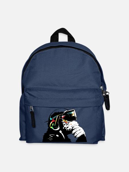 Monksy - Affe mit Virtual Reality Brille - Kinder Rucksack - Navy