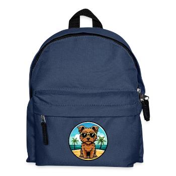 Norfolk Terrier Dog Breed Cartoon Sunglasses Beach - Kids' Backpack - navy - Front