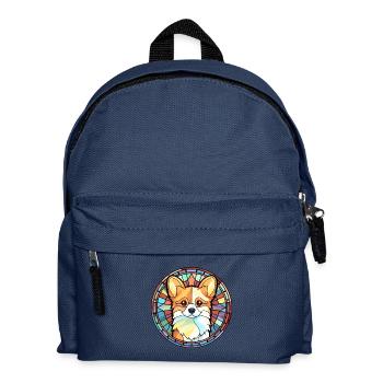 Spitz Hunderasse Buntes Aquarell - Kinder Rucksack - Navy - Vorne