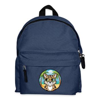 Australian Spotted Mist Cat Breed Cartoon Beach - Kids' Backpack - navy - Front