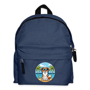 Nederlandse Kooikerhondje Hunderasse Cartoon Strand - Kinder Rucksack - Navy - Vorne