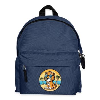 Liger Hybrid Lion Tiger Cat Breed Cartoon Beach - Kids' Backpack - navy - Front
