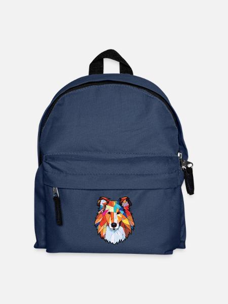 Raue Collie-Hunderasse Aquarell-Illustration - Kinder Rucksack - Navy