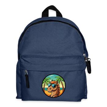 Pferd Lustig Cartoon Sommer Strand Sonnenbrille Cool - Kinder Rucksack - Navy - Vorne