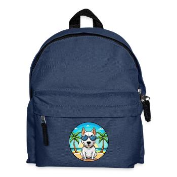 Bullterrier Miniatur Hund Rasse Cartoon Strand - Kinder Rucksack - Navy - Vorne