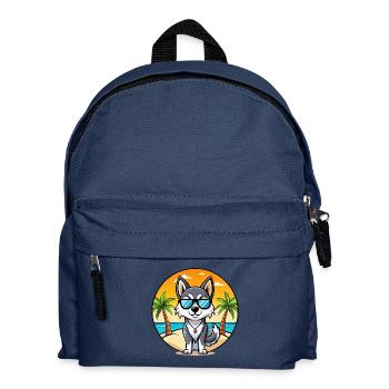 Alaskan Klee Kai Hunderasse Cartoon Sonnenbrille Strand - Kinder Rucksack - Navy - Vorne