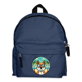 Russischer Harlekin Hund Rasse Cartoon Strand - Kinder Rucksack - Navy - Vorne