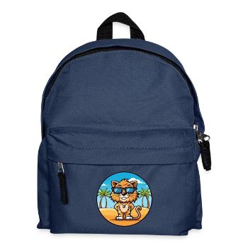 Liger Hybrid Lion Tiger Cat Breed Cartoon Beach - Kids' Backpack - navy - Front