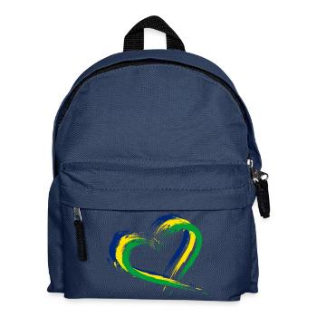 Herz Bürste Flagge Brasilien Fahne Farben Vektor - Kinder Rucksack - Navy - Vorne