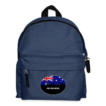 Melbourne-Australien-Flaggen-Skyline-Schattenbild-Reise - Kinder Rucksack - Navy - Vorne
