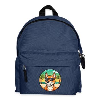 Dingo Hund Rasse Cartoon Sonnenbrille Strand - Kinder Rucksack - Navy - Vorne