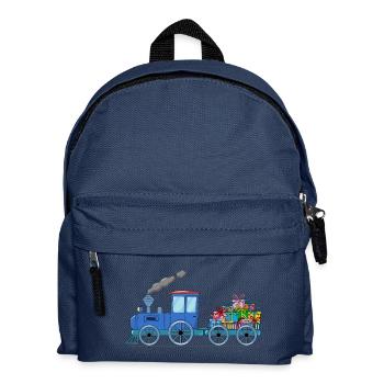 Children's train train with trailer in blue - Kids' Backpack - navy - Front