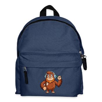 Big Foot Lustige Zeichentrickfigur Kopfhörer Musik - Kinder Rucksack - Navy - Vorne