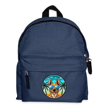 Holländischer Schäferhund Hunderasse Cartoon Sonnenbrille Strand - Kinder Rucksack - Navy - Vorne