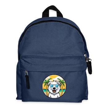 Great Pyrenees Dog Breed Cartoon Sunglasses Beach - Kids' Backpack - navy - Front