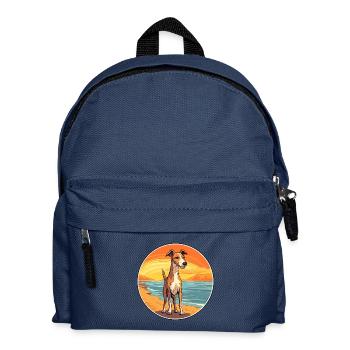 Lurcher Hund Rasse Cartoon Kawaii Clipart Hund Haustier - Kinder Rucksack - Navy - Vorne