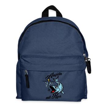 Angeln mit Papa. Ein Angeltag mit Papa - Kinder Rucksack - Navy - Vorne