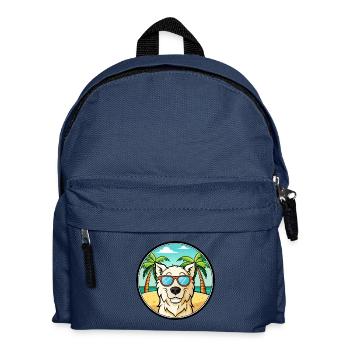 Ungarischer Kuvasz Hund Rasse Cartoon Sonnenbrille Strand - Kinder Rucksack - Navy - Vorne