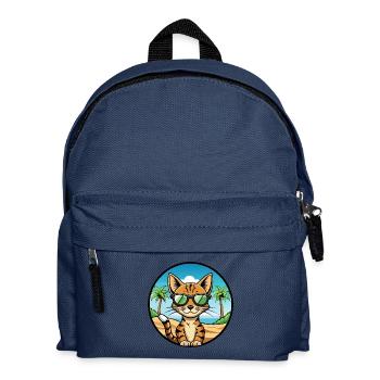 Ocicat Domestic Cat Breed Cartoon Sunglasses Beach - Kids' Backpack - navy - Front