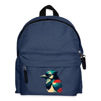 Blauhäher Cartoon Figur Buntes Haustier Tier - Kinder Rucksack - Navy - Vorne