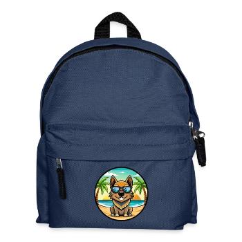 Black Tan Dog Breed Cartoon Sunglasses Beach - Kids' Backpack - navy - Front