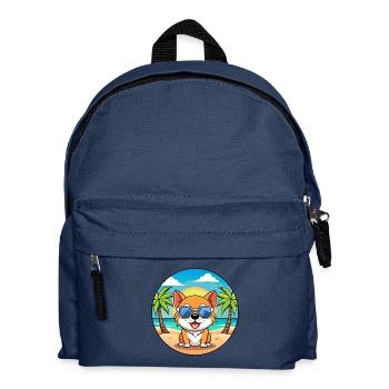 Hund Lustige Cartoon Sommer Strand Sonnenbrille - Kinder Rucksack - Navy - Vorne