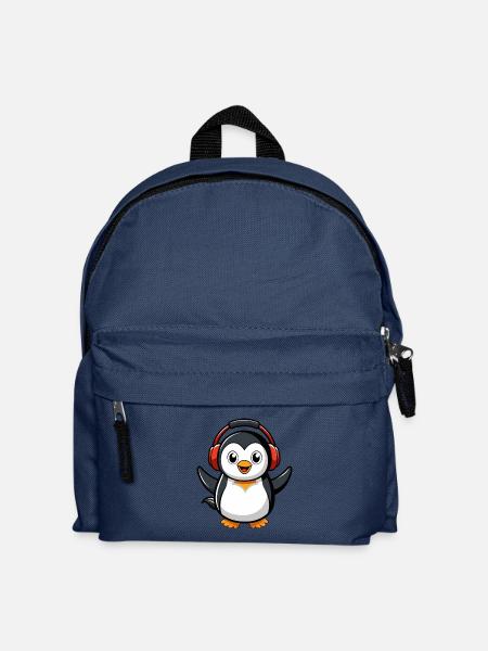 Pinguin Lustige Zeichentrickfigur Kopfhörermusik - Kinder Rucksack - Navy
