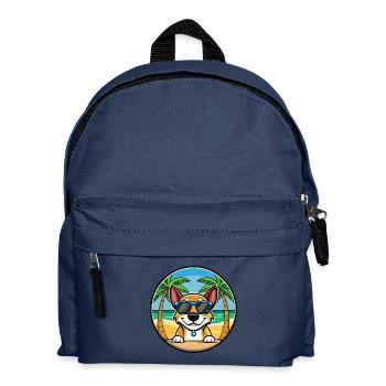 Serbischer dreifarbiger Laufhund Rasse Cartoon Strand - Kinder Rucksack - Navy - Vorne