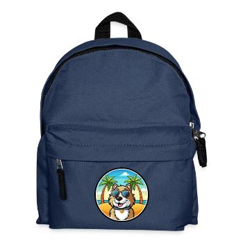 Rumänischer Schäferhund Rasse Cartoon Sonnenbrille Strand - Kinder Rucksack - Navy - Vorne