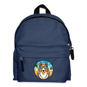 Rough Collie Dog Breed Cartoon Sunglasses Beach - Kids' Backpack - navy - Front