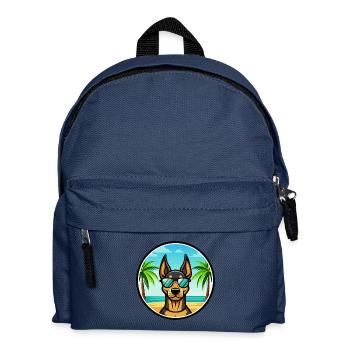 Dobermann Hund Rasse Cartoon Sonnenbrille Strand - Kinder Rucksack - Navy - Vorne