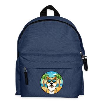 Cumberland Schäferhund Rasse Cartoon Sonnenbrille Strand - Kinder Rucksack - Navy - Vorne