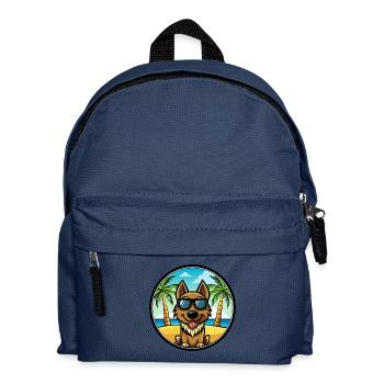 Black Tan Dog Breed Cartoon Sunglasses Beach - Kids' Backpack - navy - Front