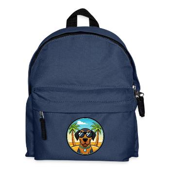 Black And Tan Coonhound Dog Breed Cartoon Beach - Kids' Backpack - navy - Front