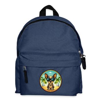 Russische Spielzeug Terrier Hund Rasse Cartoon Sonnenbrille - Kinder Rucksack - Navy - Vorne