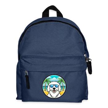 Great Pyrenees Dog Breed Cartoon Sunglasses Beach - Kids' Backpack - navy - Front